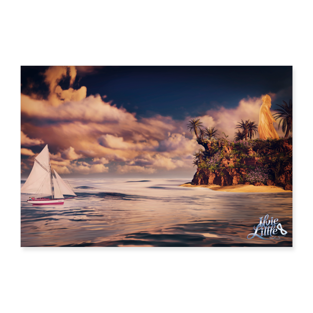 Ilvie Little Poster - Approaching Violet Island - 60x40 cm - white