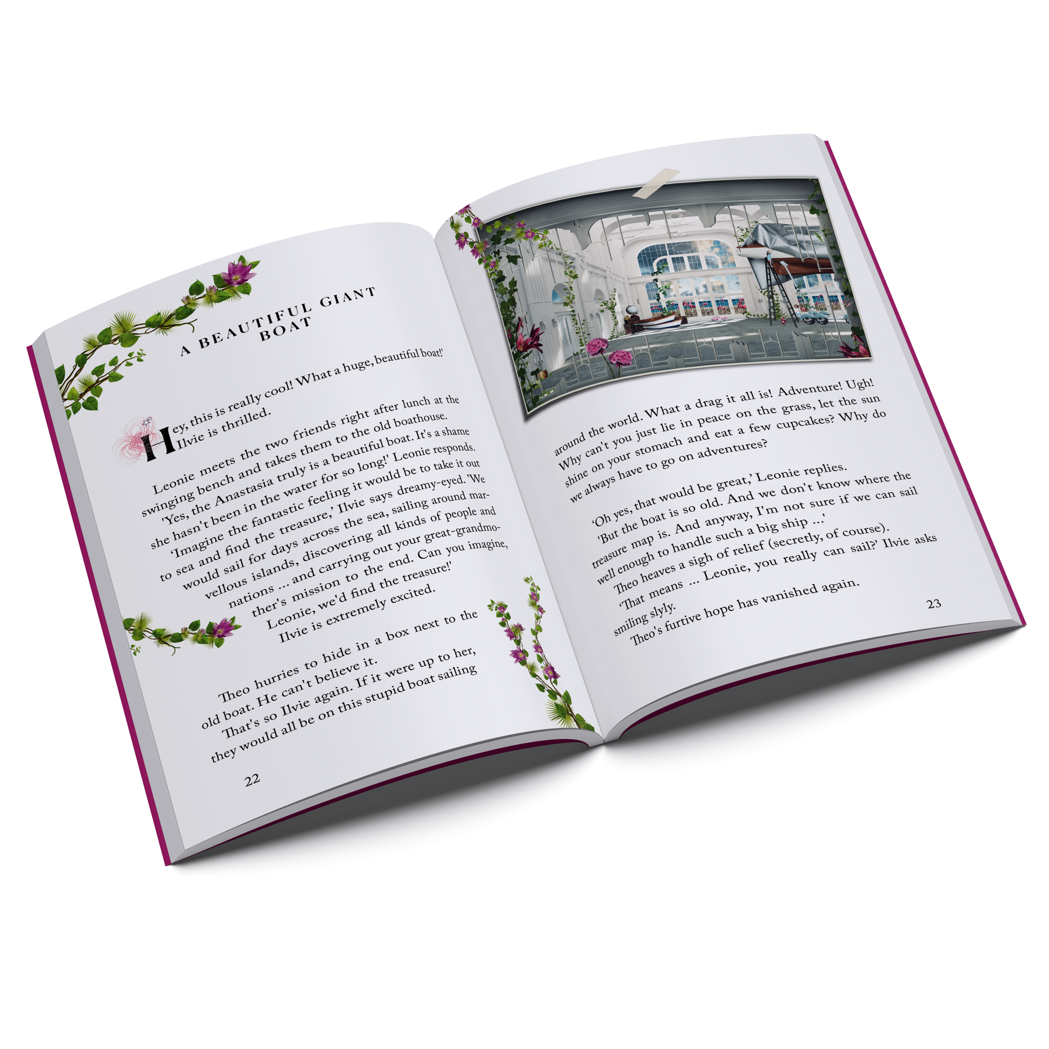 Inside spread from Ilvie Little and the Fearless Sailors – Pirate Book 1, showing illustrated story pages from Ilvie Little’s first adventure.