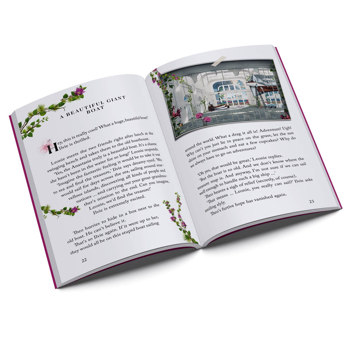 Inside spread from Ilvie Little and the Fearless Sailors – Pirate Book 1, showing illustrated story pages from Ilvie Little’s first adventure.