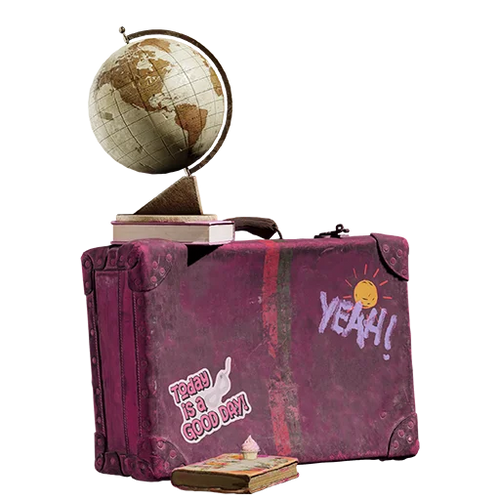 Ilvie Little travel suitcase with a globe