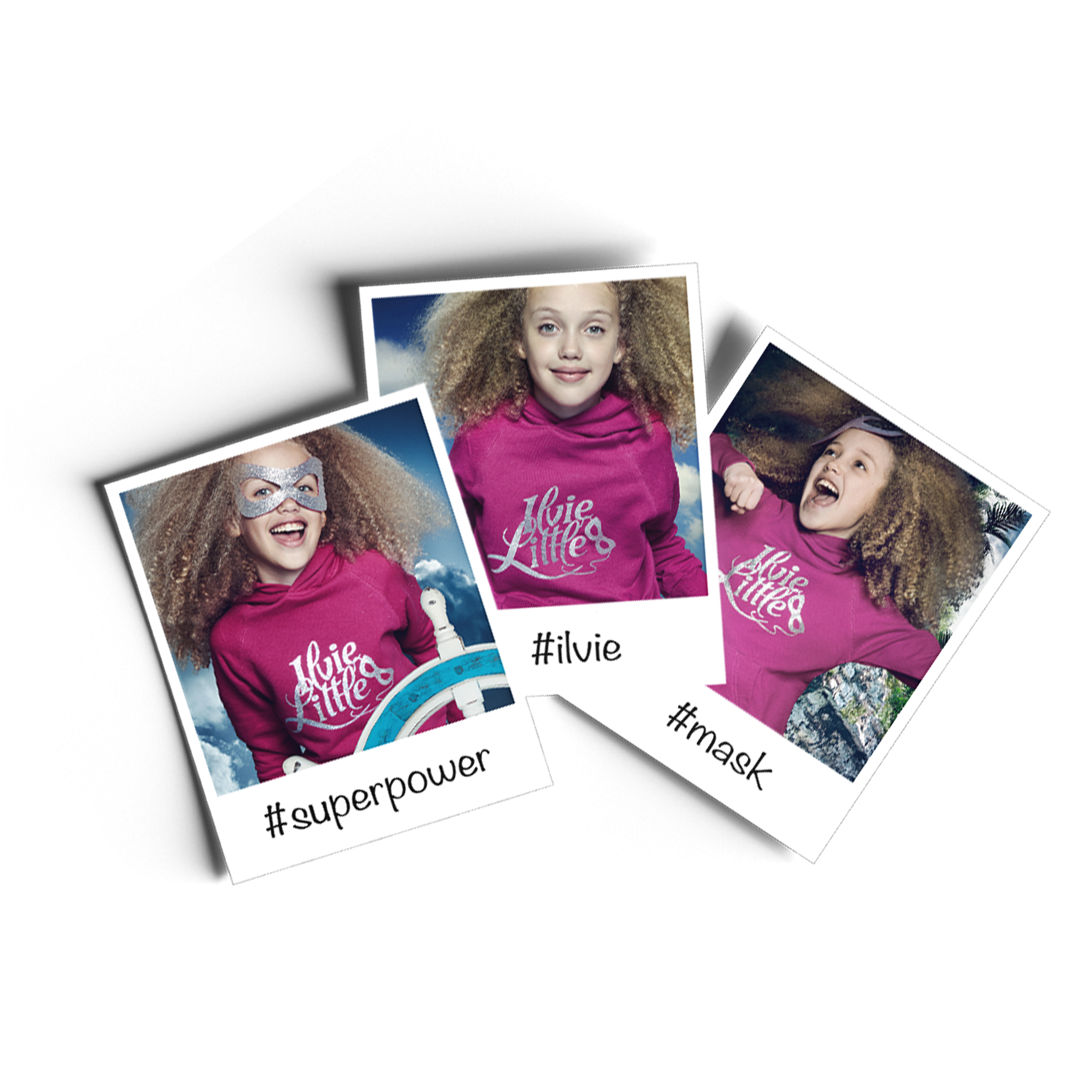 Ilvie Little wearing her pink Superpower Hoodie and Superpower Mask