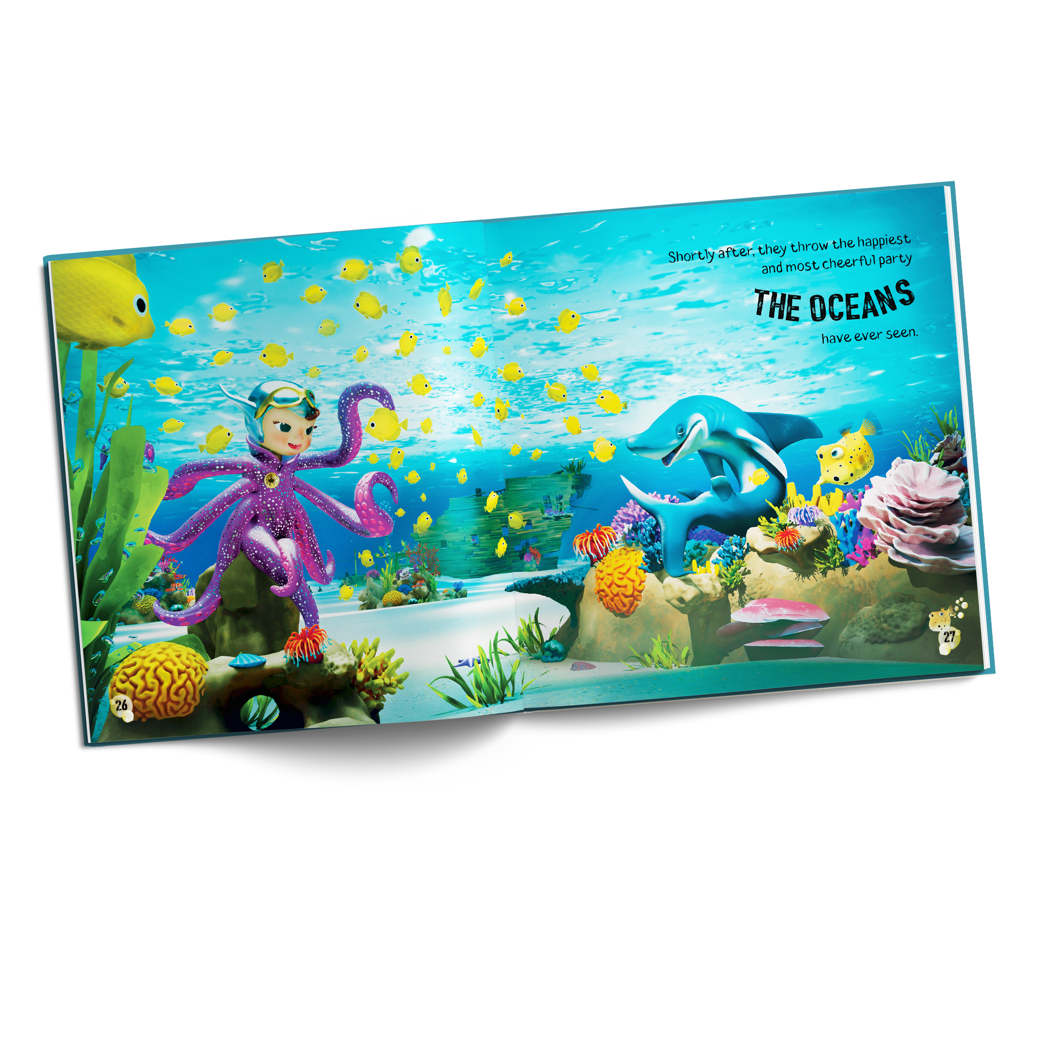 nterior spread from Luna Octopus – Sharky’s Adventurous Rescue celebrating ocean life, friendship and why our oceans are worth protecting
